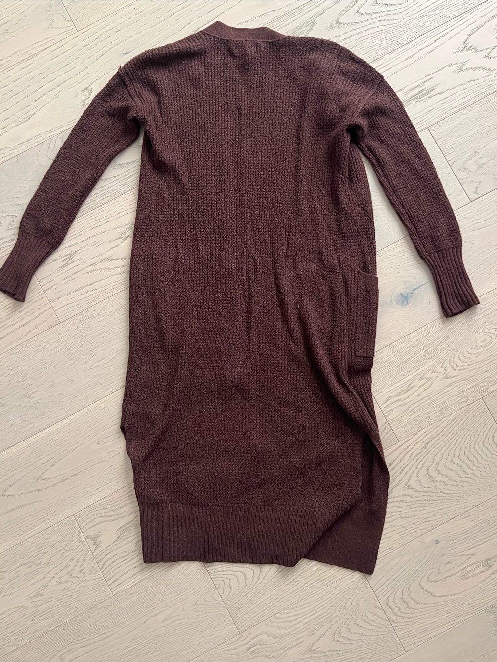 Long Open-Front Knit Cardigan in Deep Brown - Picture 4 of 4